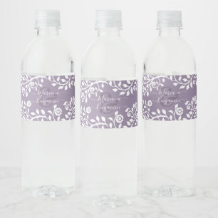 Lavender Elegant Boho Floral Personalised Wedding Water Bottle Label