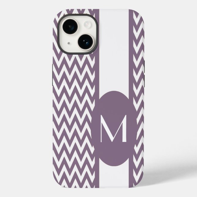 Lavender Elegant Chevron Design with monogram Case-Mate iPhone Case (Back)