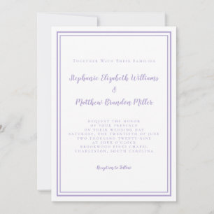 Lavender Elegant Classic Minimalist Wedding Script Invitation