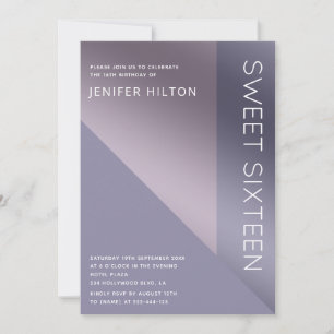 Lavender elegant colour block sweet sixteen invita invitation
