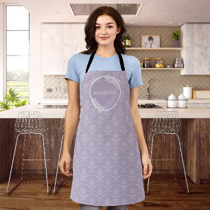 Lavender Elegant Damask Personalised Apron