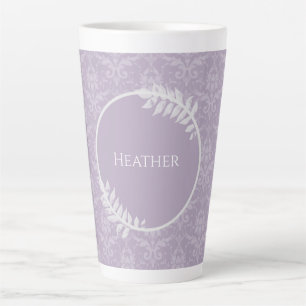 Lavender Elegant Damask Personalised Latte Mug