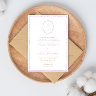 Lavender Elegant Minimal Monogram Invitation
