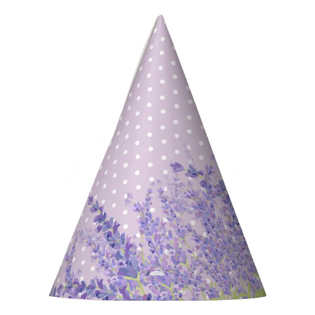 lavender, elegant, modern, trendy, floral , purple party hat (Left)