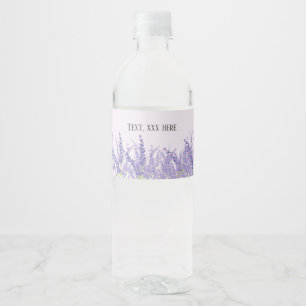 lavender, elegant, modern, trendy, floral , purple water bottle label