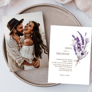 Lavender Elegant simple Beautiful Floral Wedding  Invitation