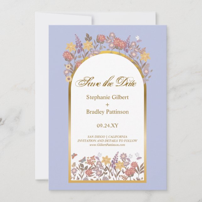 Lavender Elegant Wedding Save The Date Invitation (Front)