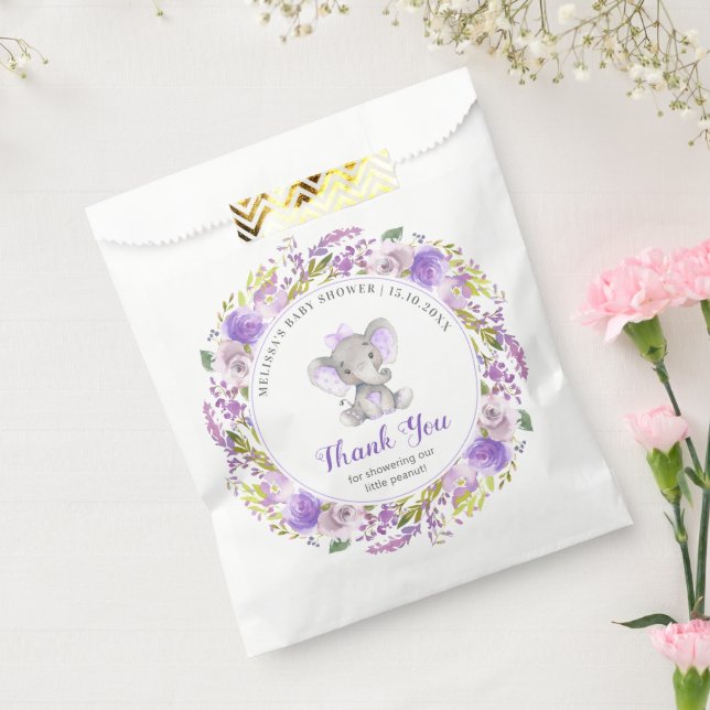 Lavender Elephant Baby Girl Shower Purple Guest Favour Bag (Sealed)