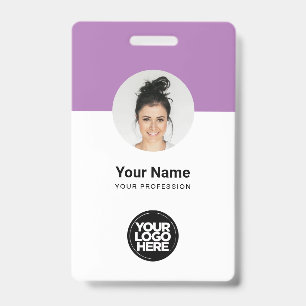 Lavender Employee Modern ID Card Minimalist QR Badge
