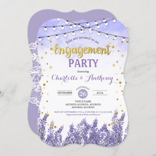 Lavender engagement party invitation purple gold