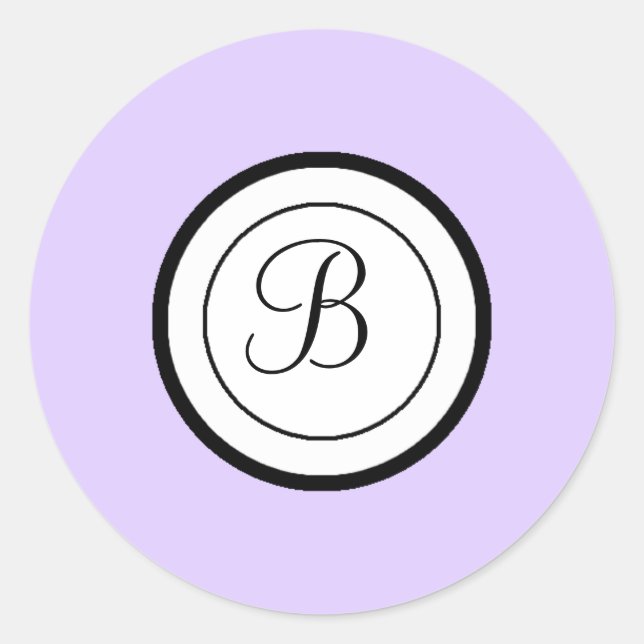 Lavender Envelope Seal Stickers Monogram B (Front)