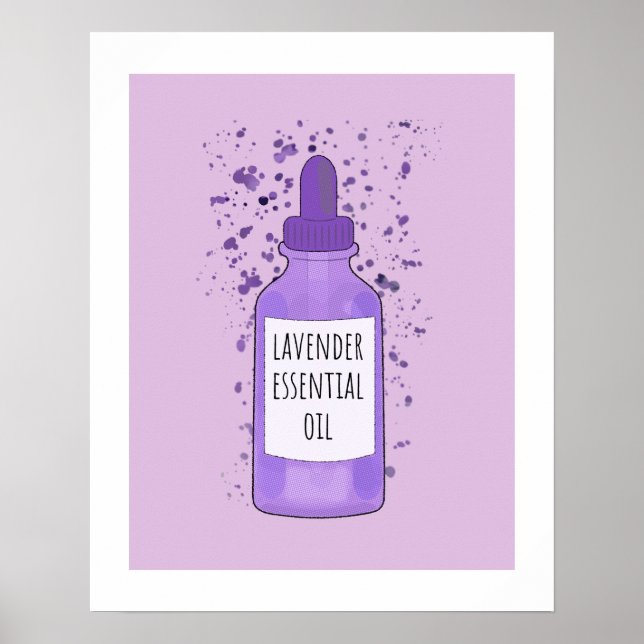 Lavender Essential Oil Bottle Drawing And Painting Poster (Front)