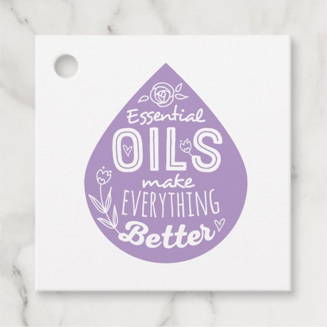 Lavender Essential Oil Drop Gift Tags (Front)
