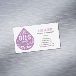 Lavender Essential Oil Drop Illustration Magnetic Business Card