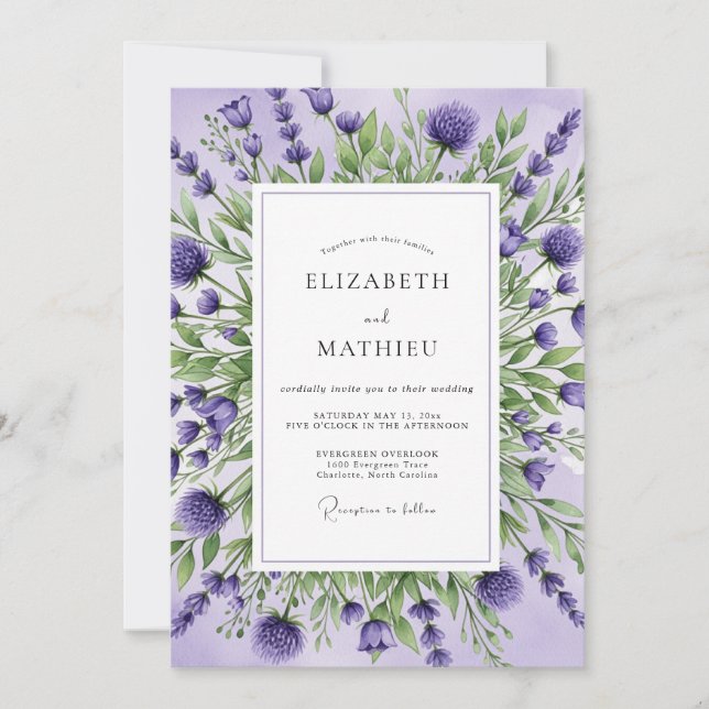 Lavender Ethereal Botanical Wedding Invitation (Front)