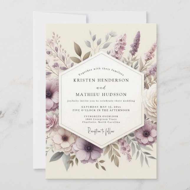Lavender Ethereal Wildflower Wedding Invitation (Front)