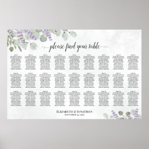Lavender Eucalyptus 27 Table Wedding Seating Chart