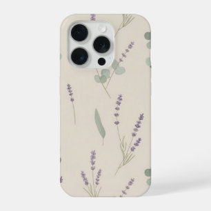 Lavender Eucalyptus Botanical Pattern Design iPhone 15 Pro Case