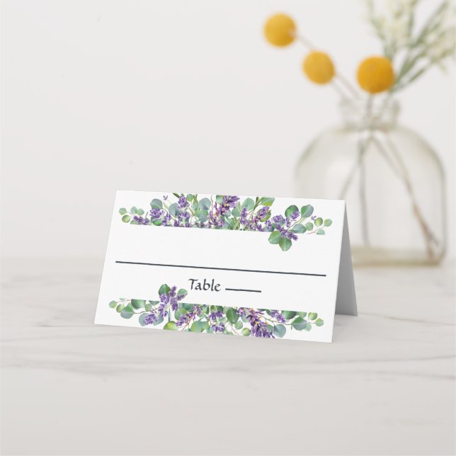 Lavender Eucalyptus Botanical Wedding Place Card (Front)