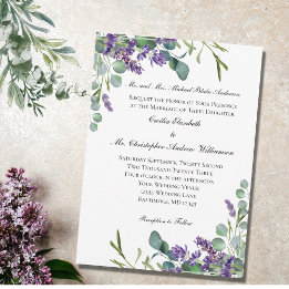 Lavender Eucalyptus Elegant Formal Wedding Invitation