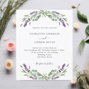 Lavender eucalyptus evening wedding invitation