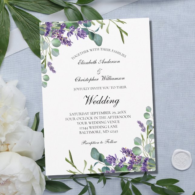 Lavender Eucalyptus Floral Botanical Wedding Invitation (Creator Uploaded)