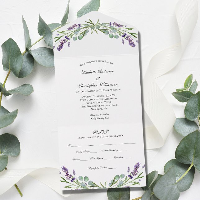 Lavender Eucalyptus Floral Budget Wedding All In One Invitation (Creator Uploaded)