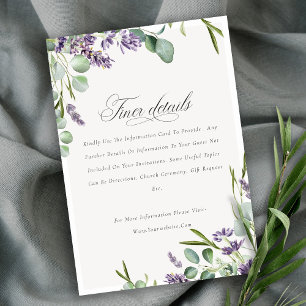 Lavender Eucalyptus  Foliage Wedding Details Enclosure Card