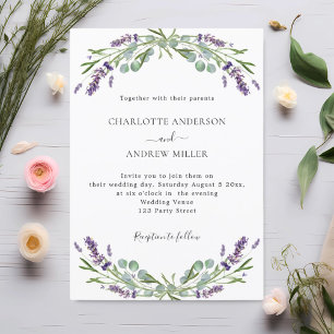 Lavender eucalyptus greenery evening wedding  invitation