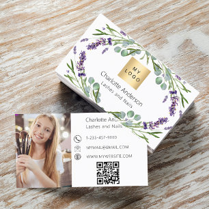 Lavender eucalyptus greenery logo photo QR code Business Card
