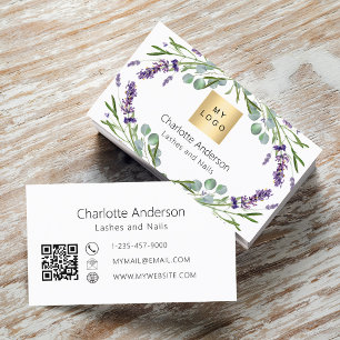 Lavender eucalyptus greenery logo QR code Business Card