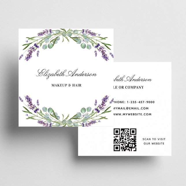 Lavender eucalyptus greenery QR code Square Business Card (Creator Uploaded)