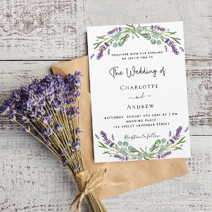 Lavender eucalyptus greenery wedding invitation postcard