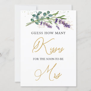 Lavender Eucalyptus Guess How Many Kisses Game  Invitation
