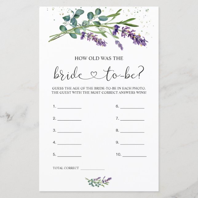 Lavender Eucalyptus How Old Was the Bride (Front)