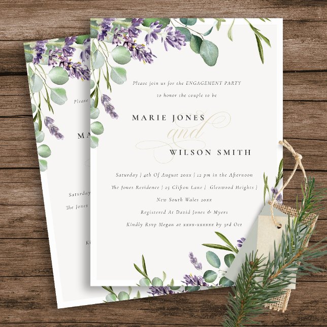 Lavender Eucalyptus Leafy Bunch Engagement Invite (Creator Uploaded)