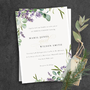Lavender Eucalyptus Leafy Bunch Wedding Invite
