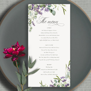 Lavender Eucalyptus Leafy Bunch Wedding Menu Card