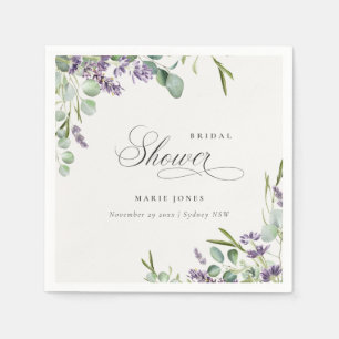 Lavender Eucalyptus Leafy Foliage Bridal Shower Napkin