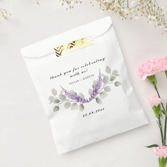 Lavender & Eucalyptus Leaves Thank You Favour Bag (Sealed)