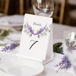 Lavender Eucalyptus Leaves Wedding Table Number