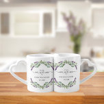 Lavender eucalyptus mr mrs names wedding coffee mug set<br><div class="desc">White background,  black text. Decorated with lavender flowers,  and eucalyptus greenery. Mr and Mrs with a heart.  Personalise and add your names and the wedding date.</div>
