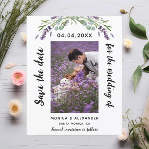 Lavender eucalyptus photo wedding Save the Date Flyer