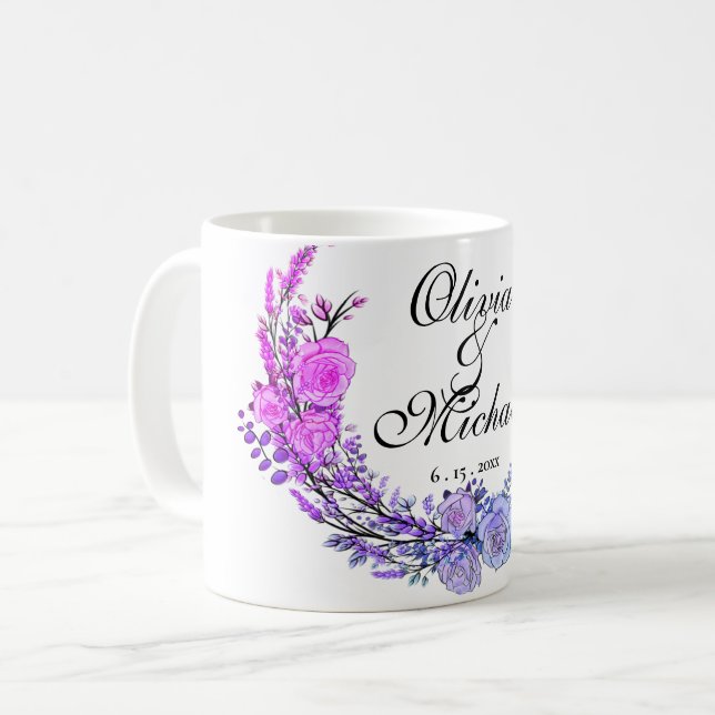 Lavender, Eucalyptus,  pink purple teal roses   Coffee Mug (Front Left)