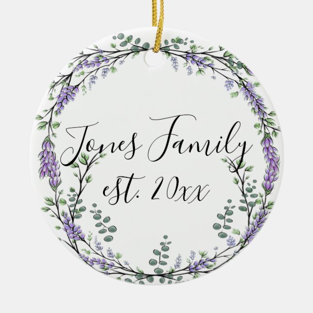 Lavender Eucalyptus purple floral botanical Ceramic Ornament (Front)