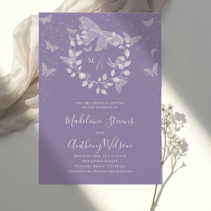 Lavender Eucalyptus Romantic Butterfly Wedding Invitation