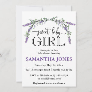Lavender eucalyptus watercolor baby shower  invita invitation