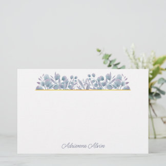 Lavender Eucalyptus Watercolor Border Stationery
