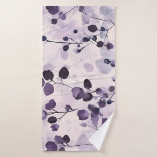 Lavender Eucalyptus Watercolor Floral  Bath Towel