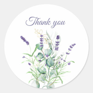 Lavender Eucalyptus Watercolor Herbs Purple Classic Round Sticker